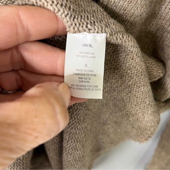 Vince Cardigan Hooded Sweater Tan Size Small Open Front - Picture 5 of 6